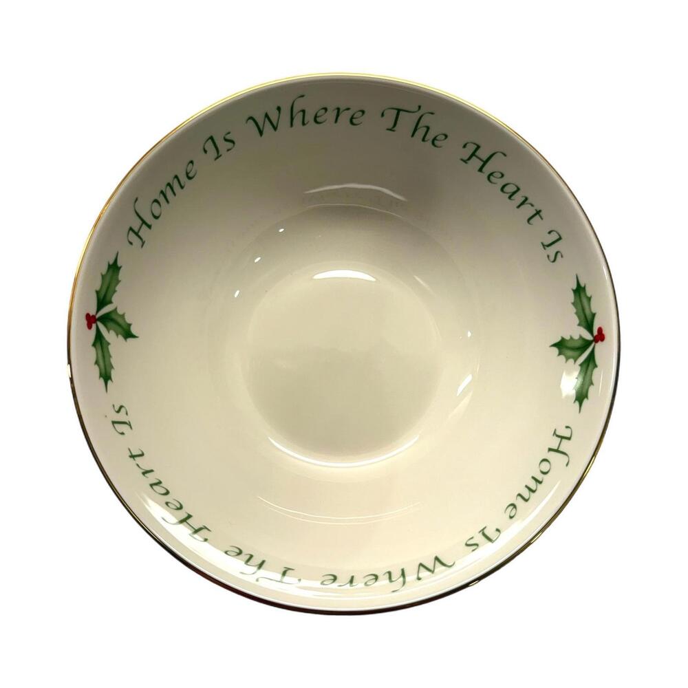 Vintage Lenox Porcelain 7” Home Is Where the Heart Is” Sentiment Bowl
